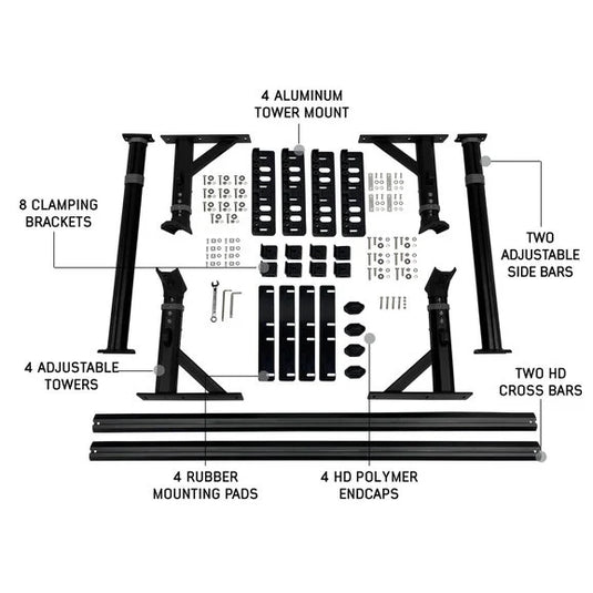 Overland Vehicle Systems 22040100 Freedom Bed Rack with Adjustable Crossbars for Jeep Gladiator JT