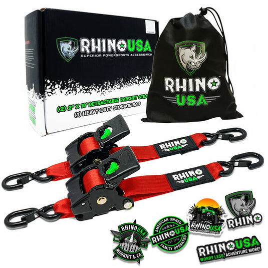 Rhino USA 2" x 10' Retractable Ratchet Straps