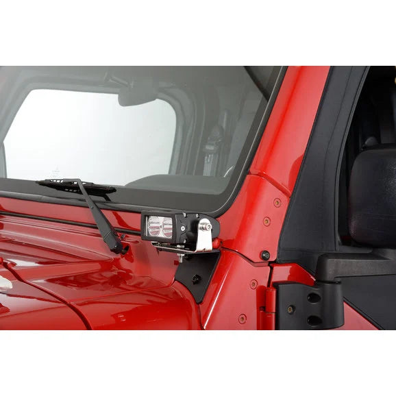 Load image into Gallery viewer, Quadratec 4&quot; Rectangular LED Lights with Wiring Harness &amp; Windshield Mount Brackets for 97-06 Jeep Wrangler TJ &amp; Unlimited
