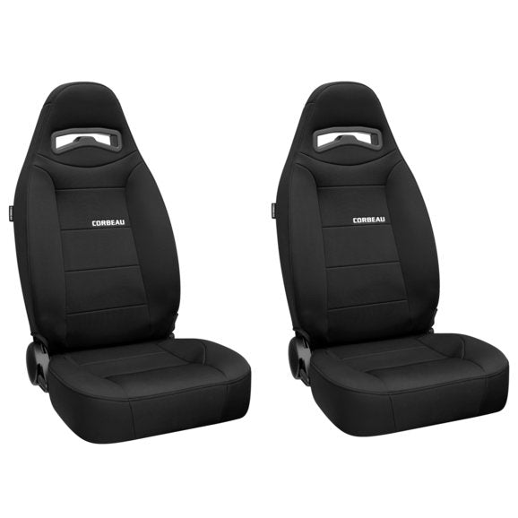 Load image into Gallery viewer, Corbeau Moab Neoprene Reclining Front Seat Pair for 76-18 Jeep CJ-5, CJ-7, CJ-8 Scrambler, Wrangler YJ, TJ, JK &amp; Unlimited
