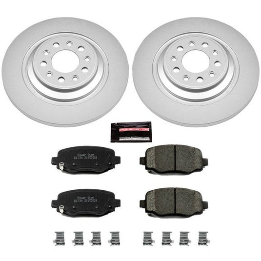 Power Stop CRK6542 Rear Z17 Evolution Geomet Coated Brake Kit for 14-18 Jeep Cherokee KL with Dual Piston Front Calipers