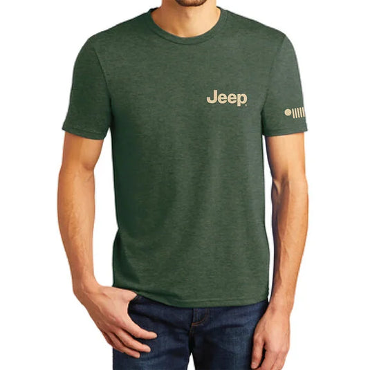 Jeep Merchandise Men's Jeep For All Life's Adventures T-Shirt in Heather Forest Green