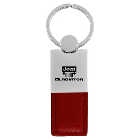 Automotive Gold Jeep Logo Gladiator Leather Duo Keychain