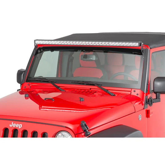 Quadratec J5 LED Light Bar with 2 Bolt Style Windshield Mounting Brackets for 07-18 Jeep Wrangler JK