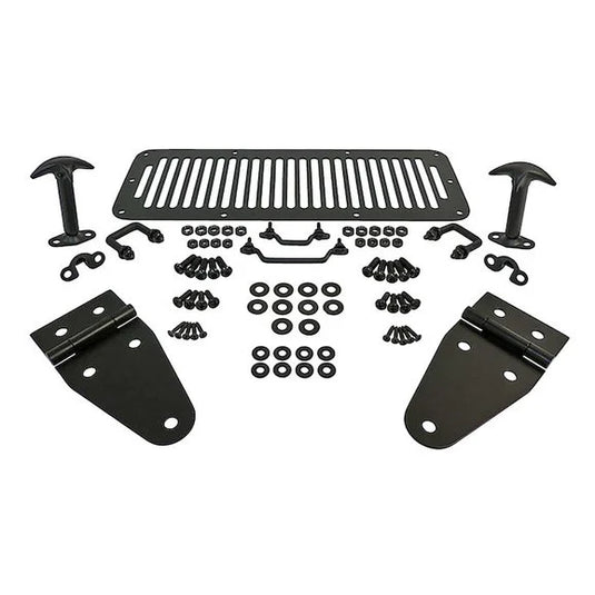 Crown Automotive RT34099 Black Stainless Steel Hood Set for 78-95 Jeep CJ Series & Wrangler YJ