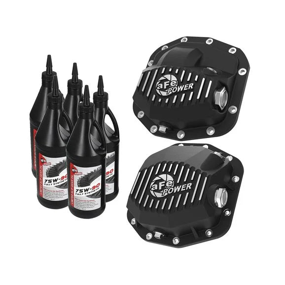 aFe Power 46-7101AB Pro Series Front & Rear Differential Cover Kit w/Gear Oil for 18-24 Jeep Wrangler JL