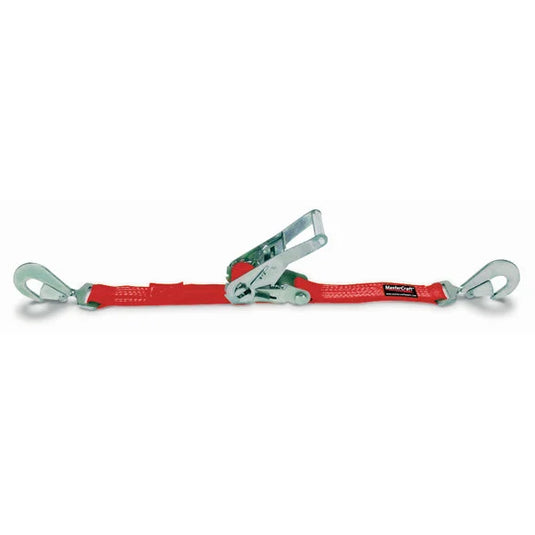 MasterCraft 400008 1"x15' Ratchet Strap with Snap Hooks in Red