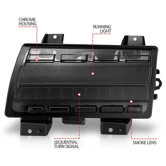 Load image into Gallery viewer, Anzo USA 511087 LED Parking Light with Sequential Turn Signal &amp; Smoked Lens for 18-21 Jeep Wrangler JL with Low Configured OEM Halogen Parking Lights
