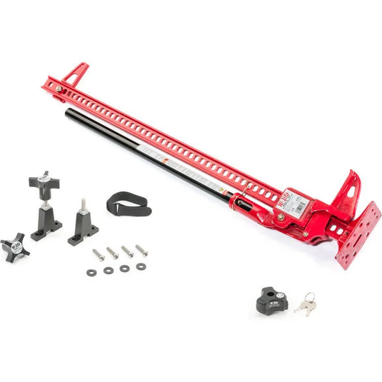 Hi-Lift Jack Cast Iron 48" Red Jack with Hood Mount & Hood Mount Lock for 07-18 Jeep Wrangler JK