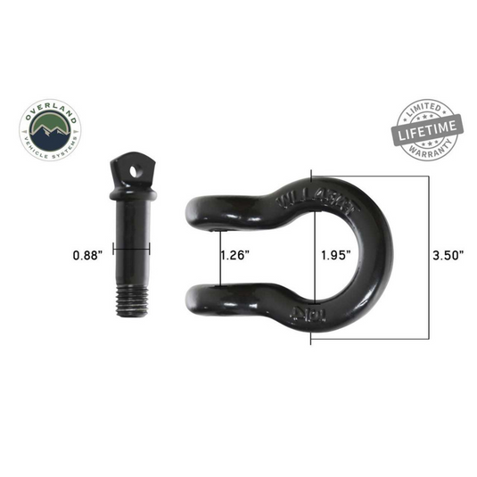 Recovery Shackle 3/4" 4.75 Ton Black - Sold In Pairs