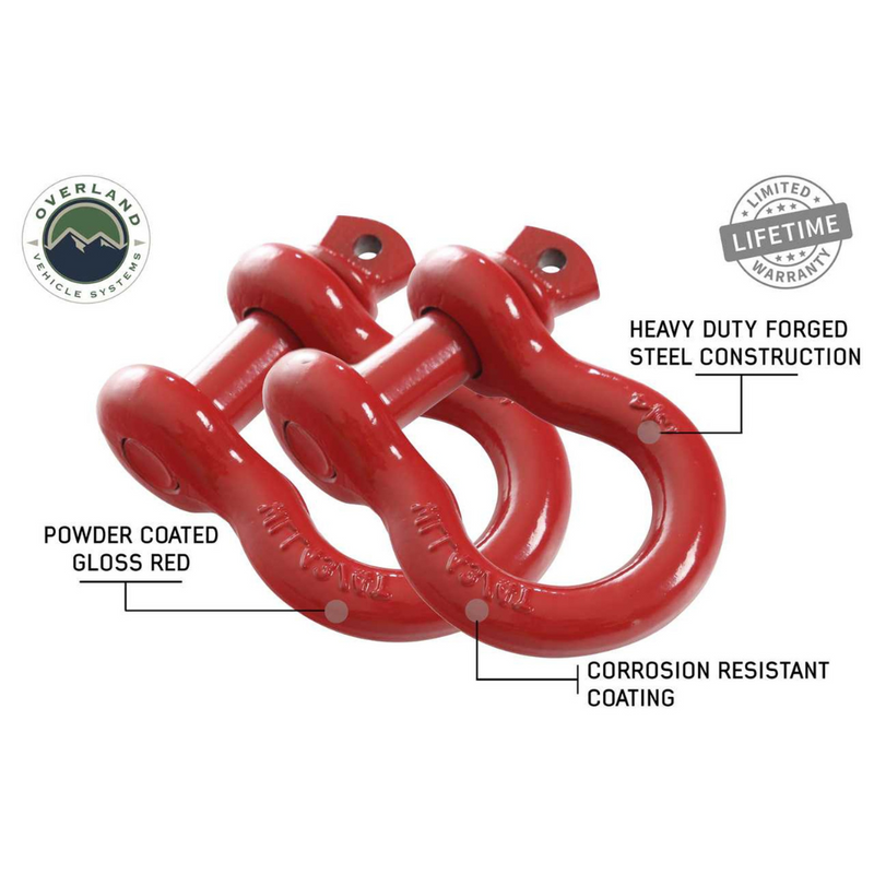 Load image into Gallery viewer, Recovery Shackle 3/4&quot; 4.75 Ton Red - Sold In Pairs
