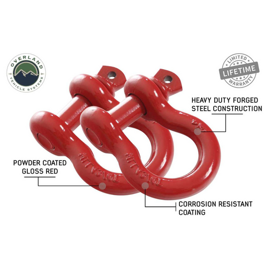 Recovery Shackle 3/4" 4.75 Ton Red - Sold In Pairs