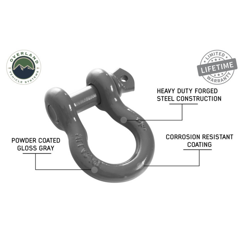 Load image into Gallery viewer, Recovery Shackle 3/4&quot; 4.75 Ton - Gray - Sold In Pairs
