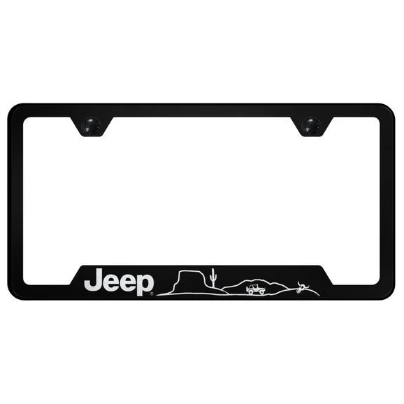 Load image into Gallery viewer, Automotive Gold Laser Etched Stainless Jeep Desert License Plate Frame
