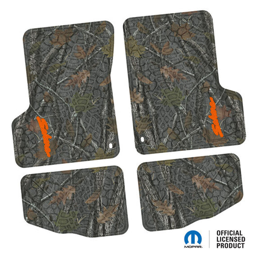 FlexTread Tire Tread/Scorched Earth Scene Front & Rear Floor Liners with SAHARA Logo for 97-06 Jeep Wrangler TJ and LJ Unlimited