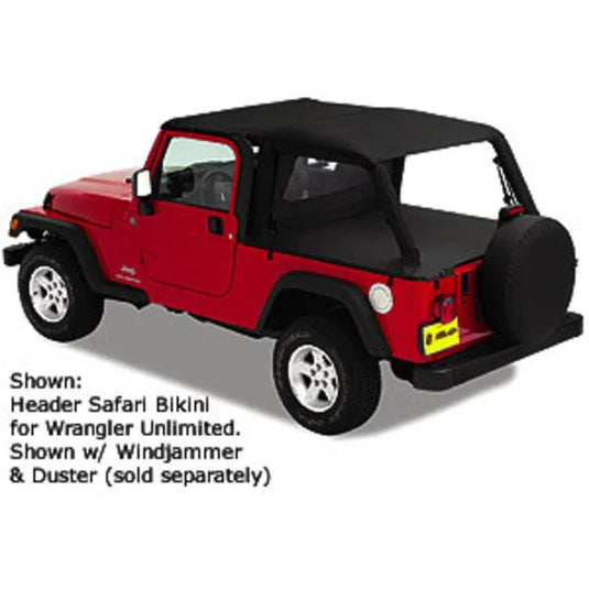 Bestop 52544-35 Header Safari Bikini Top in Black Diamond for 04-06 Jeep Wrangler TJ Unlimited