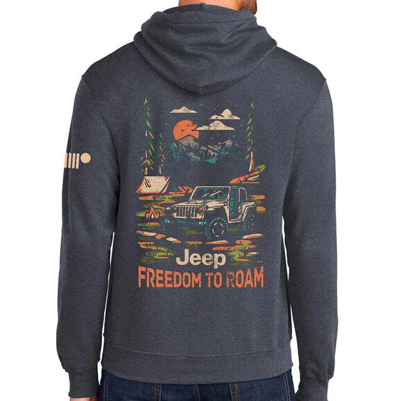 Load image into Gallery viewer, Jeep Merchandise Men&#39;s Jeep Freedom To Roam Hoodie Sweatshirt in Navy
