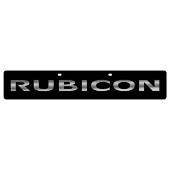 Load image into Gallery viewer, Eurosport Daytona 4440-1 Jeep Trail-Blazer License Plate with Rubicon Logo on Black Acrylic
