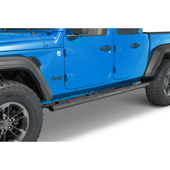 Load image into Gallery viewer, Rugged Ridge 11591.15 4-Inch Round Fine Textured Side Steps for 20-24 Jeep Gladiator JT
