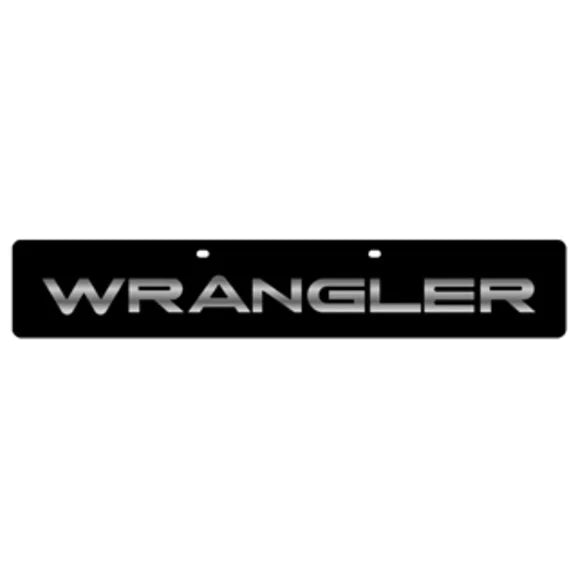 Load image into Gallery viewer, Eurosport Daytona 4423-1 Jeep Trail-Blazer License Plate with Wrangler Logo on Black Acrylic
