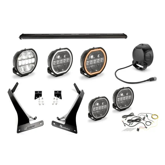 Load image into Gallery viewer, Quadratec STEALTH 7&quot; Round Eclipse Light Bar Kit for 18-24 Jeep Wrangler JL &amp; Gladiator JT
