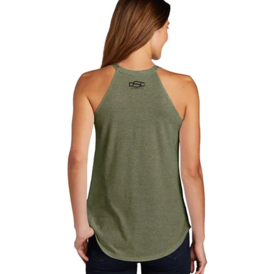 Jeep Merchandise Ladies Jeep Life Rocker Tank Top in Military Green Triblend