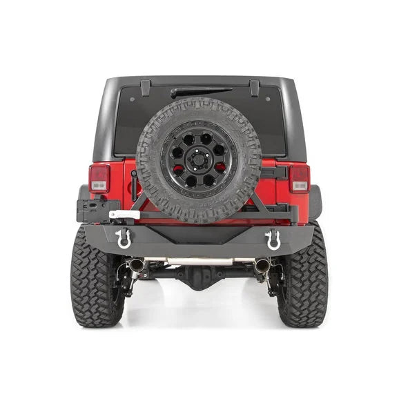 Rough Country 10594A Rock Crawler Rear HD Bumper with Tire Carrier for 07-18 Jeep Wrangler JK