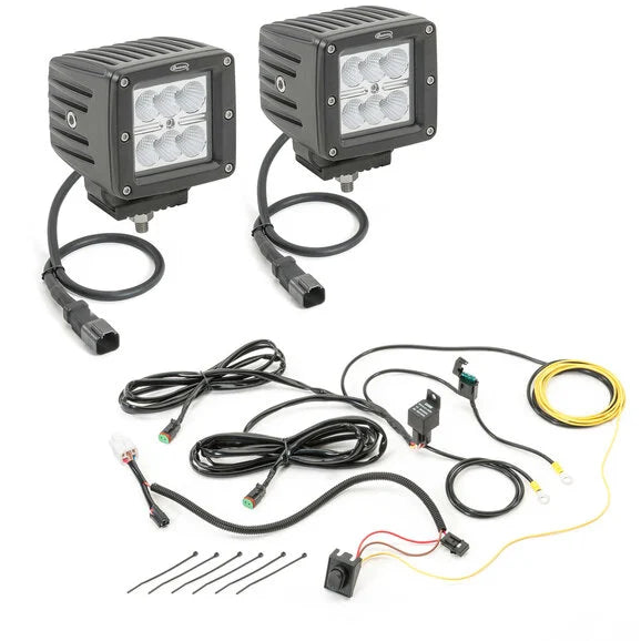 Load image into Gallery viewer, Quadratec 3&quot; Cube LED with Wiring Harness &amp; Windshield Mounting Brackets for 97-06 Jeep Wrangler TJ &amp; Unlimited
