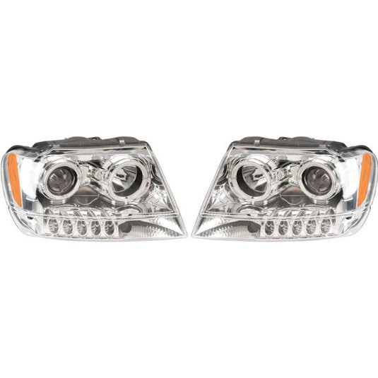 Anzo USA Headlights with Projector & Halo for 99-04 Jeep Grand Cherokee WJ