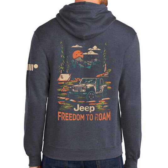 Jeep Merchandise Men's Jeep Freedom To Roam Hoodie Sweatshirt in Navy