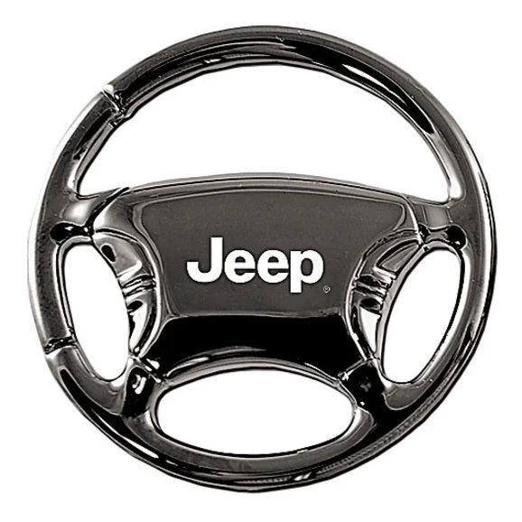 Automotive Gold KC3019.JEE Jeep Logo Steering Wheel Keychain in Black