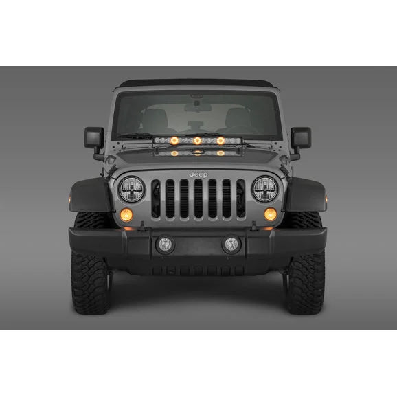 Load image into Gallery viewer, Quadratec J3 LED 28&quot; Light Bar with Hood Mount Brackets and Wiring for 07-18 Jeep Wrangler JK
