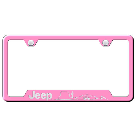 Load image into Gallery viewer, Automotive Gold Laser Etched Stainless Jeep Desert License Plate Frame
