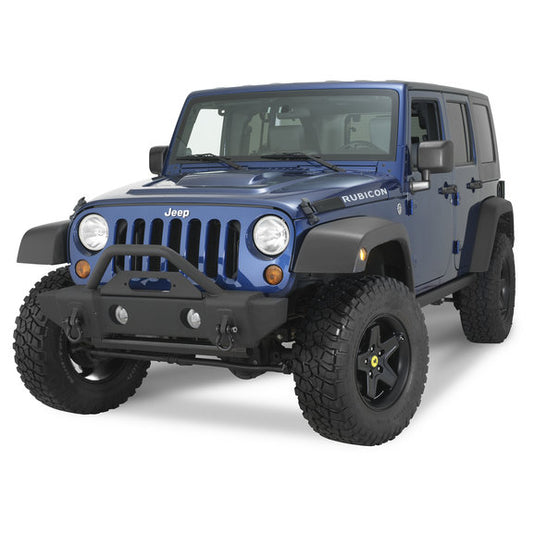 Rampage Products 88509 Front Stubby Recovery Bumper in Matte Black for 07-24 Jeep Wrangler JL, JK & Gladiator JT