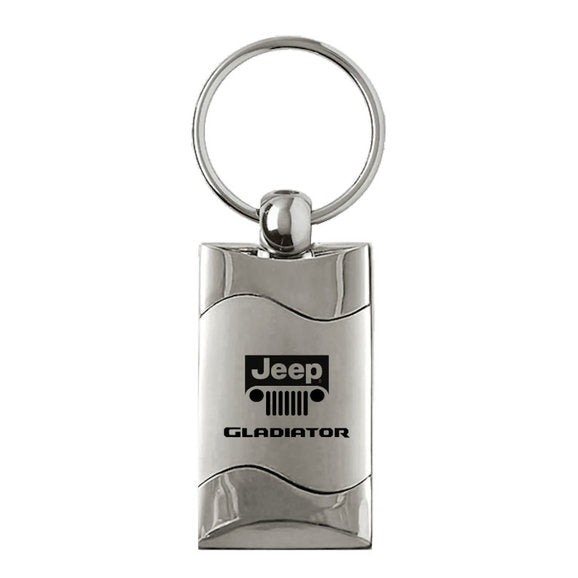 Load image into Gallery viewer, Automotive Gold Jeep Logo Gladiator Rectangle Wave Keychain
