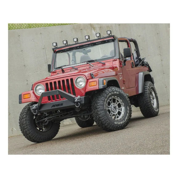 Load image into Gallery viewer, Aries 2186001 TrailCrusher Front Bumper with Brush Guard for 97-06 Jeep Wrangler TJ &amp; Unlimited TJ
