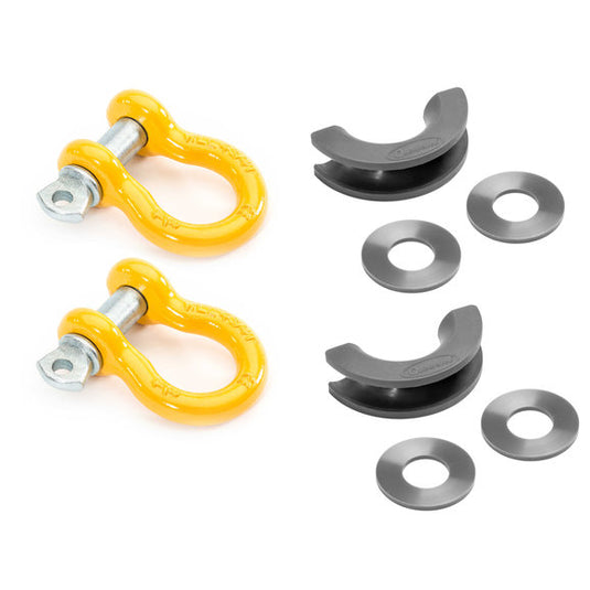 Quadratec 3/4" D-Ring Shackle Pair with Black D-ring Isolator Kit