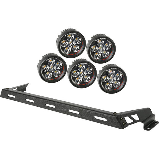 Rugged Ridge Hood Mount Light Bar Kit with Round LED Lights for 07-18 Jeep Wrangler JK