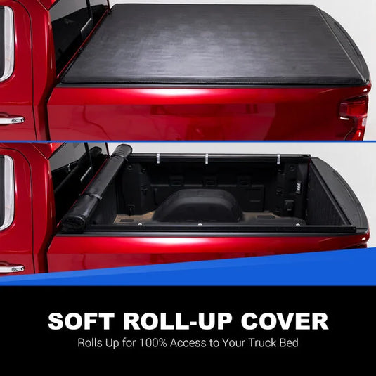 TACTIK Roll-Up Soft Vinyl Truck Bed Tonneau Cover for 15-23 Ford F-150