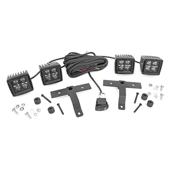 Load image into Gallery viewer, Rough Country Quad LED Light Pod Kit for 18-24 Jeep Wrangler JL &amp; Gladiator JT
