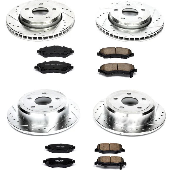 Power Stop K2798 Front & Rear Z23 Evolution Sport Performance 1-Click Brake Kit for 07-18 Jeep Wrangler JK