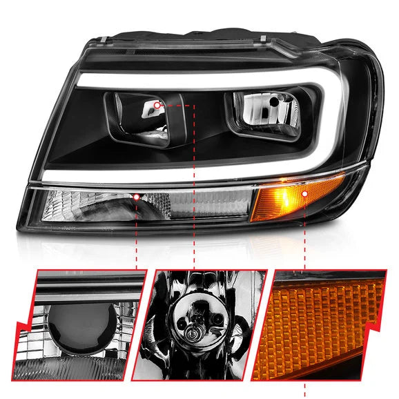 Load image into Gallery viewer, Anzo USA Crystal Plank Style Headlights for 99-04 Jeep Grand Cherokee WJ
