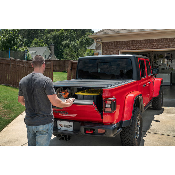 Load image into Gallery viewer, Rugged Ridge 13550.24 Armis Hard Folding Bed Cover with LINE-X for 20-21 Jeep Gladiator JT
