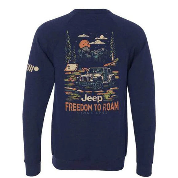 Load image into Gallery viewer, Jeep Merchandise Mens Freedom to Roam Sweatshirt in Navy
