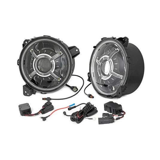 Rough Country RCH5100 9 Inch LED Projector Headlights for 18-24 Jeep Wrangler JL & 20-24 Gladiator JT