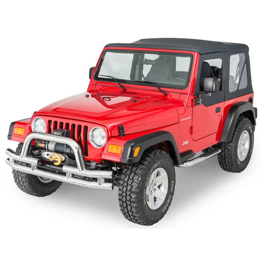 Quadratec QR3 Front Tube Winch Mount Bumper with Rear Bumper with Hitch & Free Side Steps for 87-06 Jeep Wrangler YJ & TJ