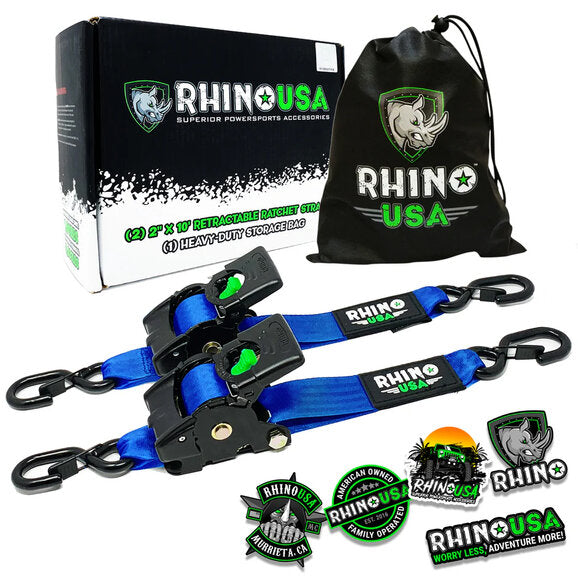 Load image into Gallery viewer, Rhino USA 2&quot; x 10&#39; Retractable Ratchet Straps
