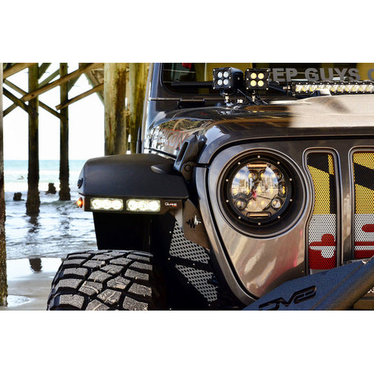 Quake LED QTE991 9.5" x 1.5" Fender Chop Kit w/ DRL Switchback Turn Signal & Amber Side Marker Light for 18-20 Jeep Wrangler JL & Gladiator JT (Rubicon only)