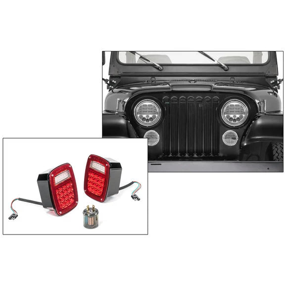 TACTIK Headlight & Tail Light Combo for 76-86 Jeep CJ5, CJ7, & CJ8