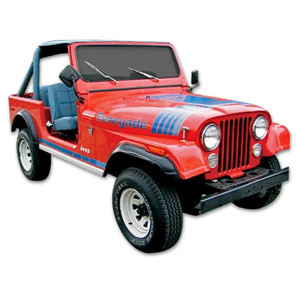 Load image into Gallery viewer, Phoenix Graphix Renegade Vinyl Hood Graphics Kit for 79-80 Jeep CJ5 &amp; CJ7
